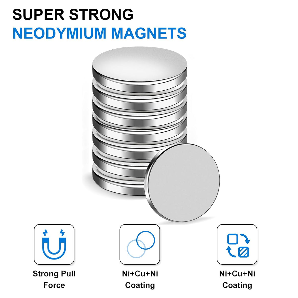 TRYMAG Strong Magnets Neodymium Rare Earth Magnet, 20x3mm, 12 Pack
