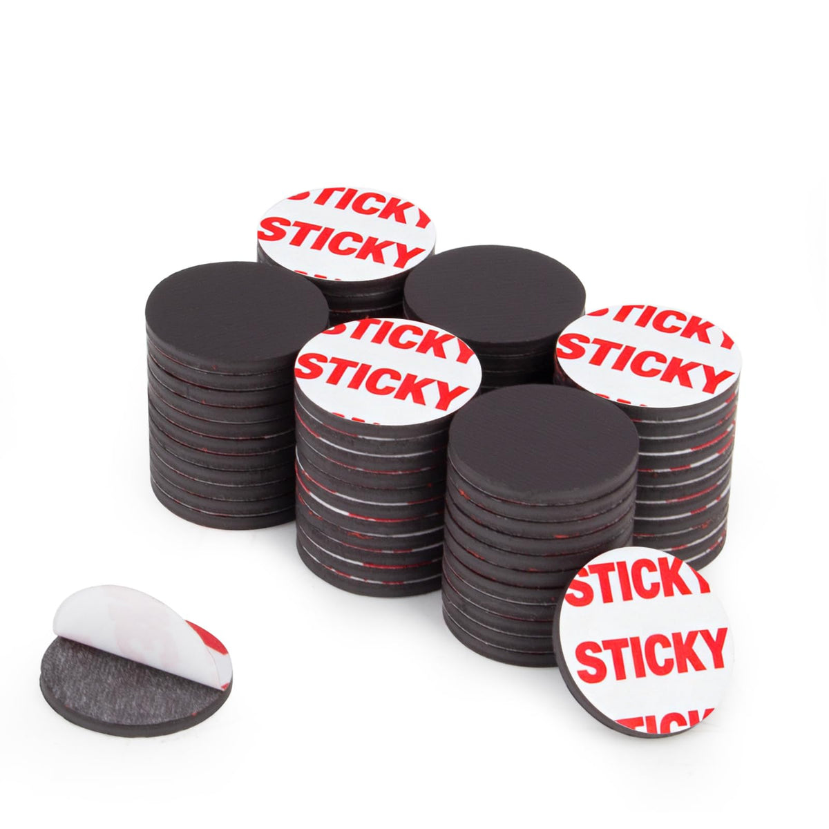 Towjug Round Magnets with Adhesive Backing 0.8" x 0.08", 30 Magnetic Dots