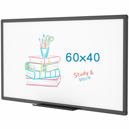 VIZ-PRO Magnetic Dry Erase White Board, 36 X 24 Inches, Black Aluminium Frame
