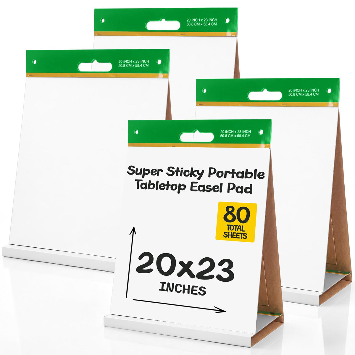 ReliThick 4 Pack Sticky Tabletop Easel Pad, 20 x 23 in Flip Chart 20 Sheets