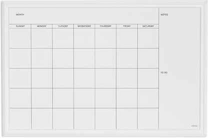 U Brands Magnetic Dry Erase Calendar White Board, 30" x 20", White Wood Style Frame, Includes Magnets