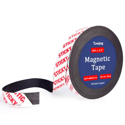 Towjug Magnetic Tape 10ft x 1/2in Fridge Magnets with Adhesive Backing Roll