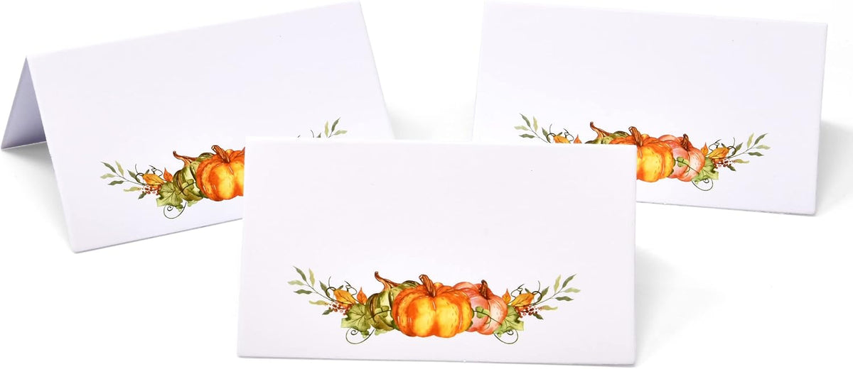 100 Pack Fall Pumpkin Place Cards Thanksgiving Table Name Cards