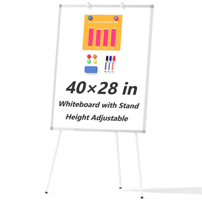 Large Rolling Whiteboard on Wheels, 48" x 36" Double-Sided Mobile White Board with Stand, 4' x 3' Portable Standing Magnetic Dry Erase Board Easel for Home Office Classroom School, Silver