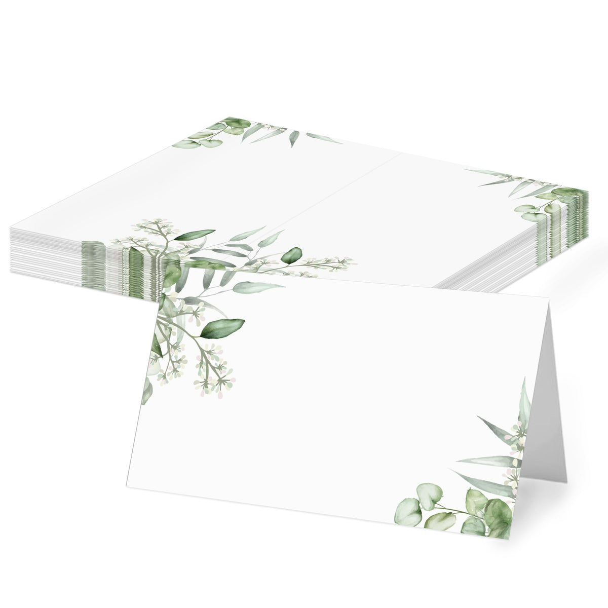 Green Striped Place Cards, Watercolor Tent Cards for Table Settings