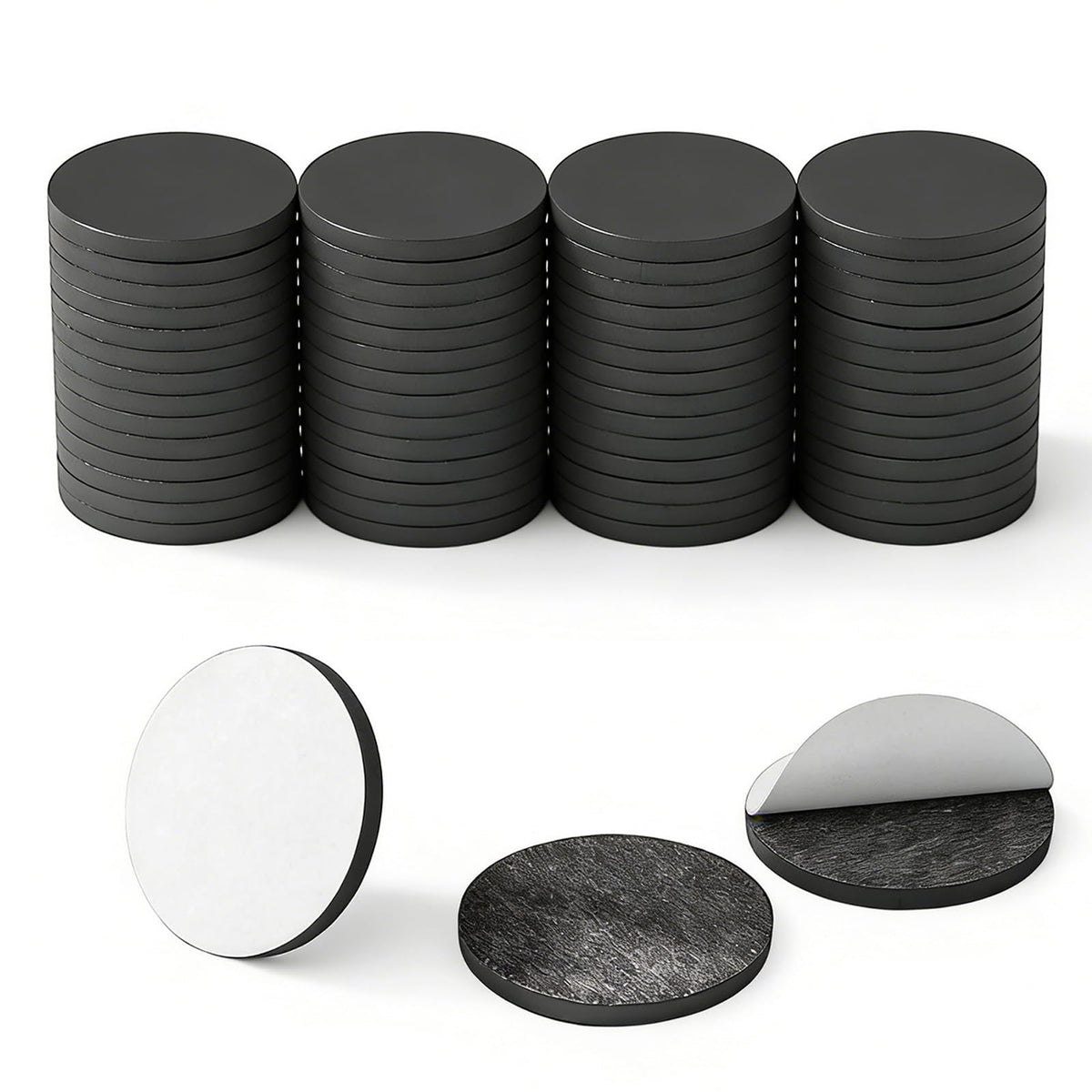 Towjug Round Magnets with Adhesive Backing 0.8" x 0.08", 30 Magnetic Dots