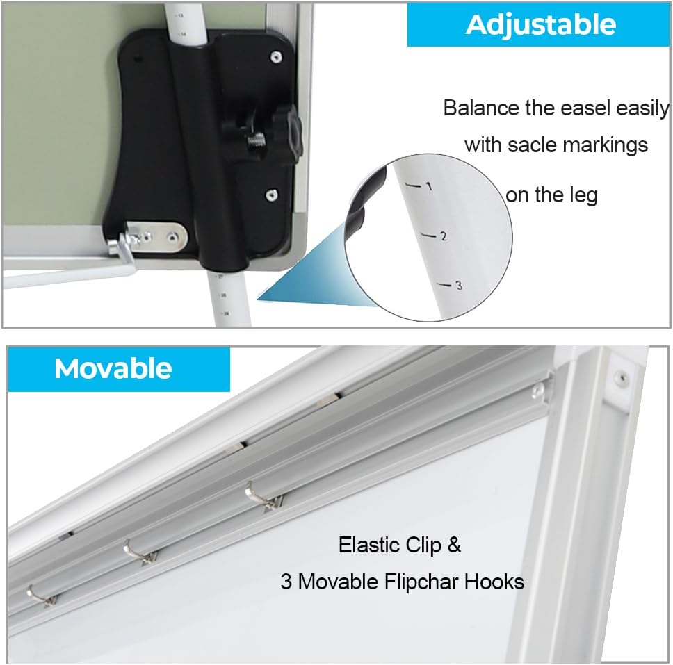 Whiteboard Easel 36" x 24" Height Adjustable, Magnetic Dry Erase Easel