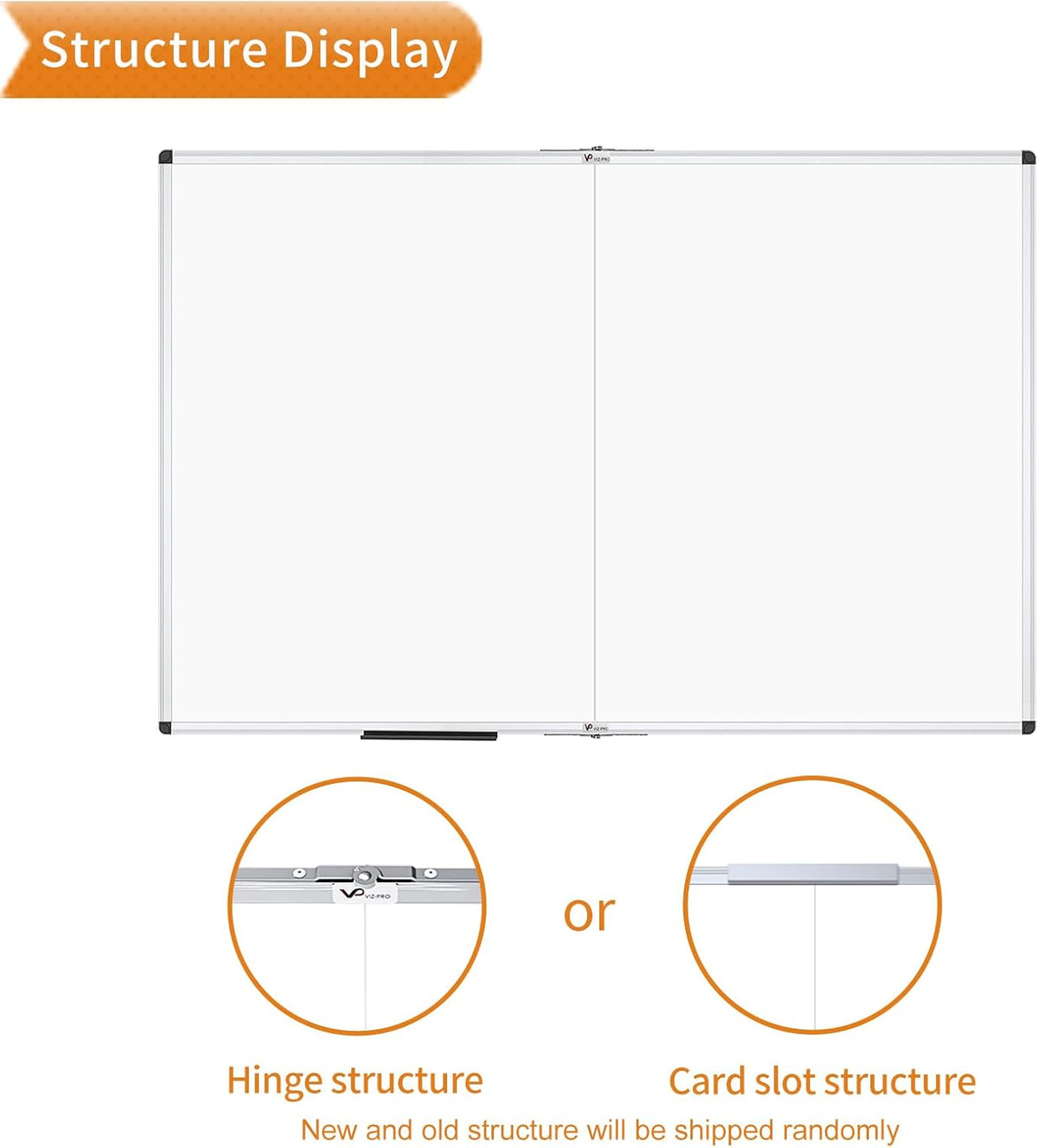 VIZ-PRO Magnetic Dry Erase Whiteboard, 48 x 36 Inches, Foldable