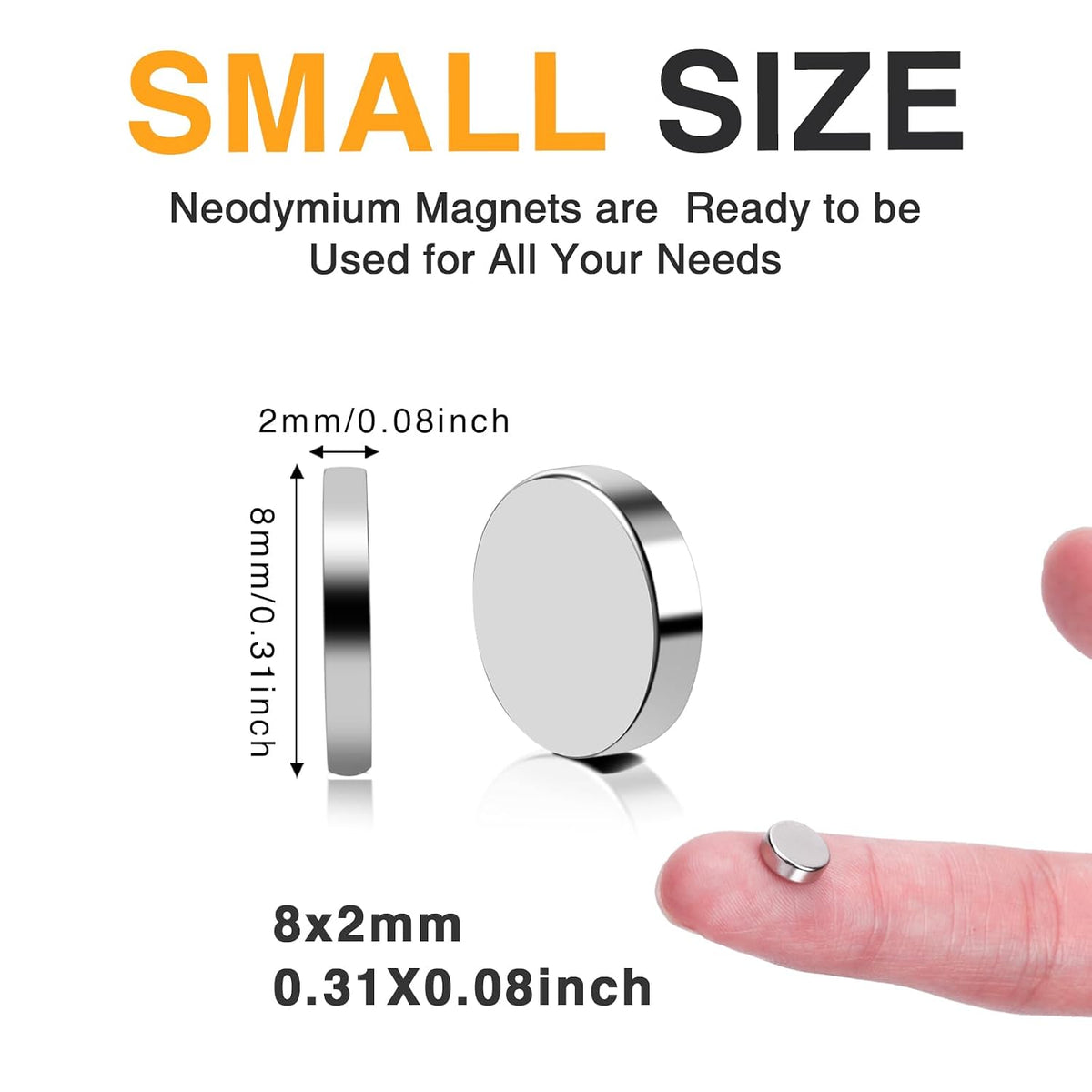 TRYMAG 80Pcs Small Round Magnets, 8x2mm Refrigerator Magnet