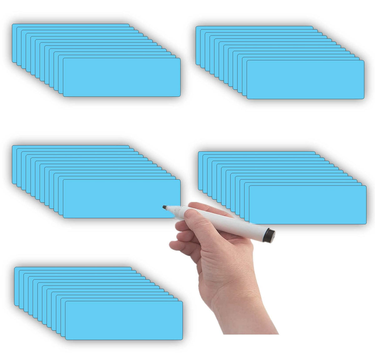 STTMGN Dry Erase Magnetic Labels (1x3,Pack of 60),Write On Magnets Sticker,Real Waterproof/Reusable for Classroom&Office&Cabinet&whiteboard&Fridge&More (Multicolor)