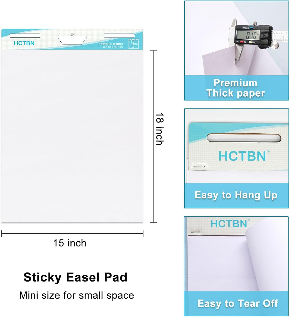HCTBN 120 Sheets Self-Stick Mini Easel Pad 15 X 18 in, Teacher Paper Chart
