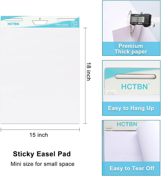 HCTBN 120 Sheets Self-Stick Mini Easel Pad 15 X 18 in, Teacher Paper Chart