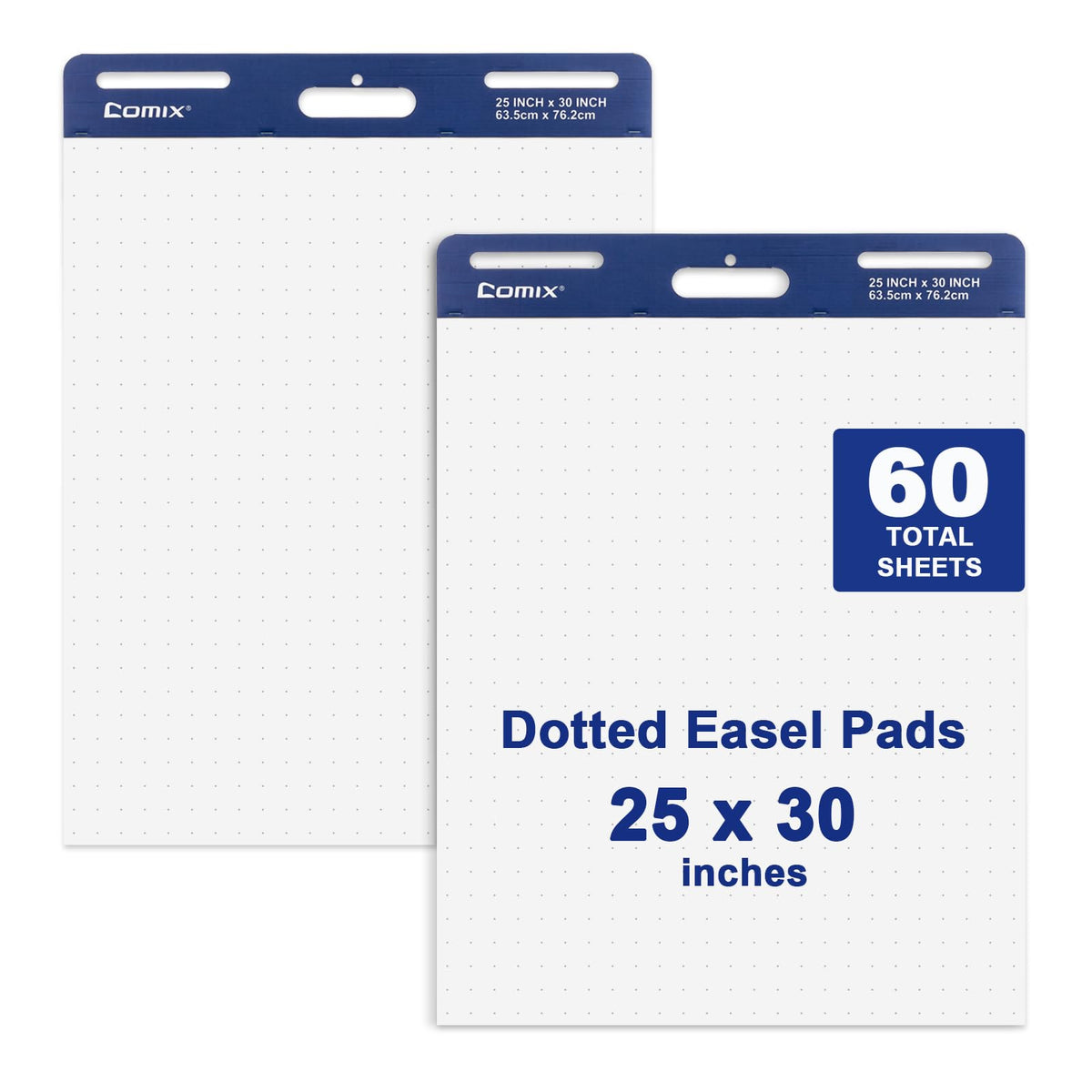 Comix Sticky Easel Pad, 25 x 30 Inches Flip Chart Paper for Teachers, Large Self Stick Easel Paper, 30 Sheets/Pad, 2 Pads/Pack
