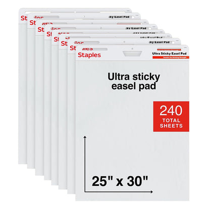 Staples Ultra Sticky Tabletop Easel Pad, 20x23 Inch, 20 Sheets/Pad