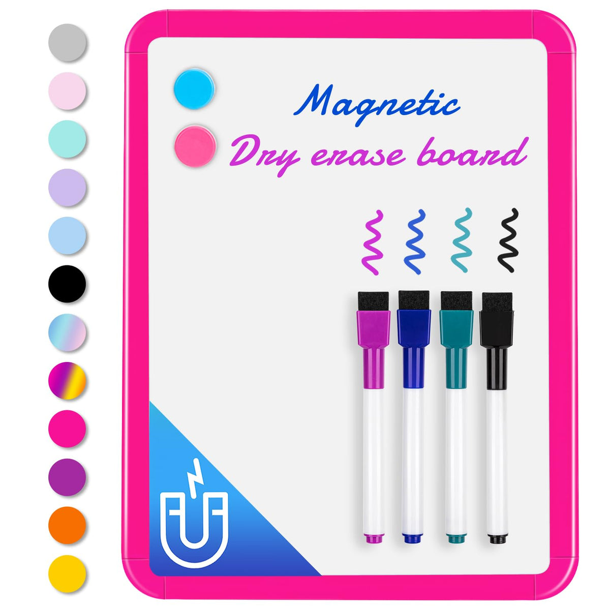 VUSIGN Magnetic Dry Erase Board, 8.5 x 11 Inches White Board, Pink