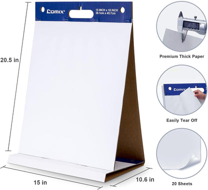 Comix Tabletop Easel Pads, 20 x 23 In Flip Chart, 20 Sheets/Pad, 4 Pads