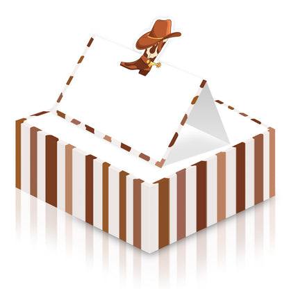 Brown Cowboy Place Card for Table Setting Western Themed Name Card Placecards Cowboy Hat Boots Table Tent Name Card for Boys Men Birthday Party Decoration, Wedding, Dinner Party Favor Supplies Decor