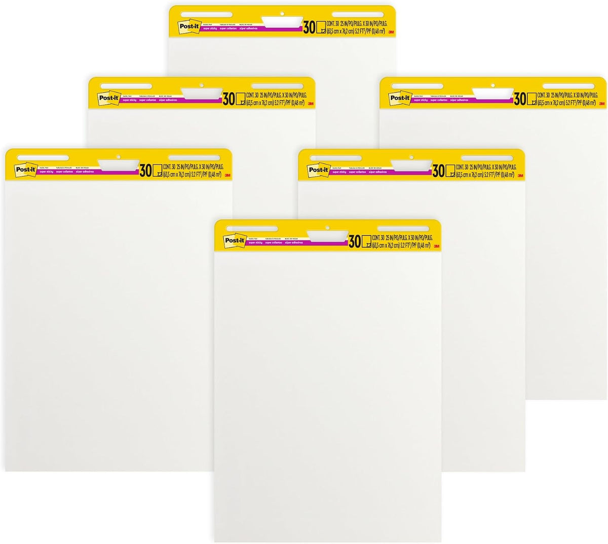 Post-it Super Sticky Easel Pad, 25" x 30", 30 Sheets, 6-Pack
