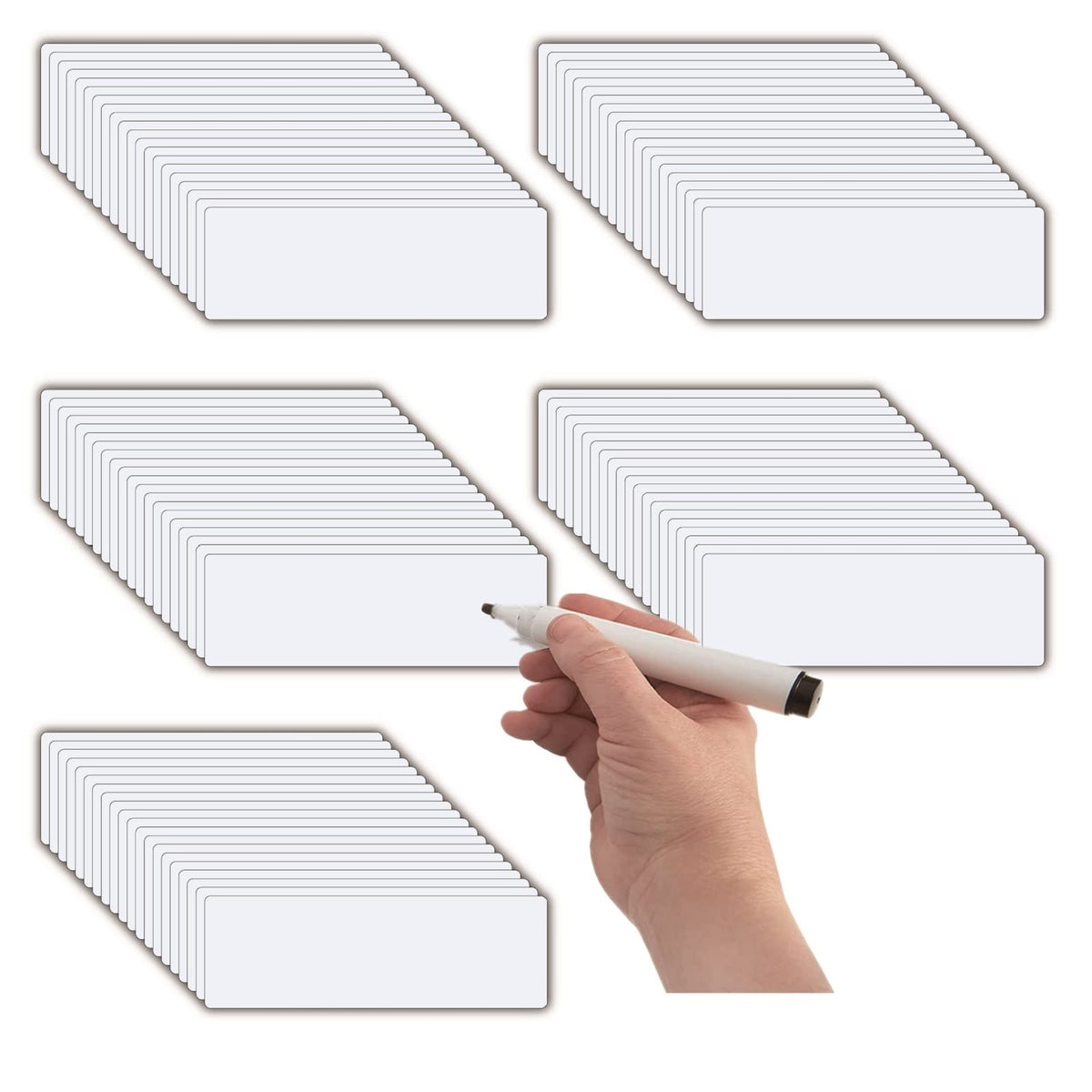 STTMGN Dry Erase Magnetic Labels (1x3,Pack of 60),Write On Magnets Sticker,Real Waterproof/Reusable for Classroom&Office&Cabinet&whiteboard&Fridge&More (Multicolor)