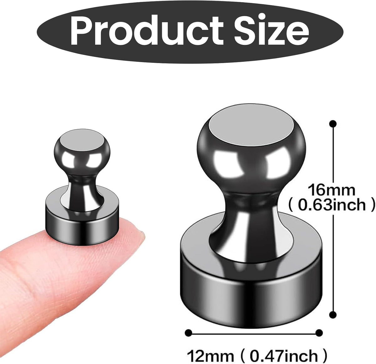 LOVIMAG Fridge Magnets 12 Pack Magnet Refrigerator Locker Whiteboard Black