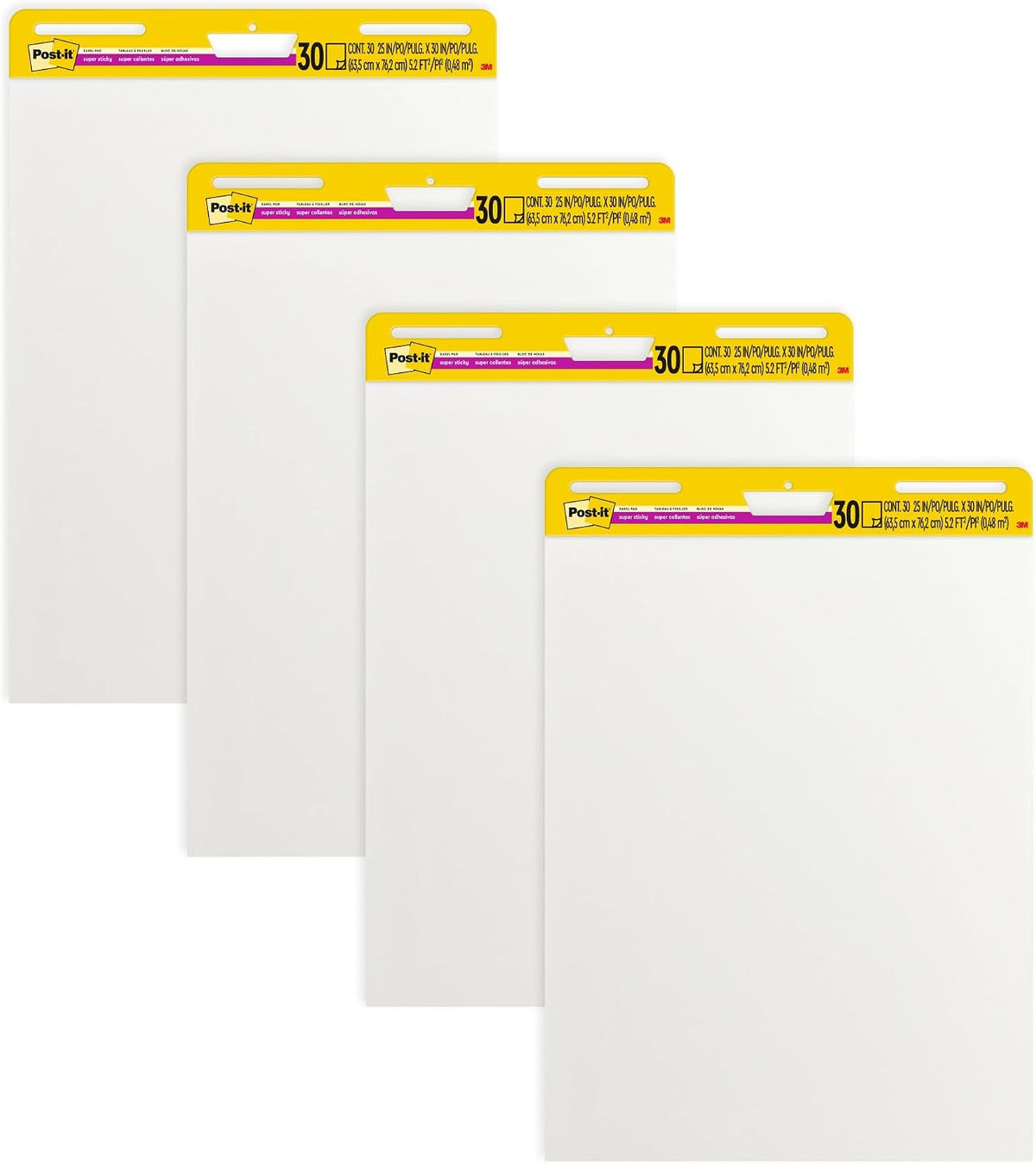 Post-it Super Sticky Easel Pad, 25 x 30 in, White, 4 Pads