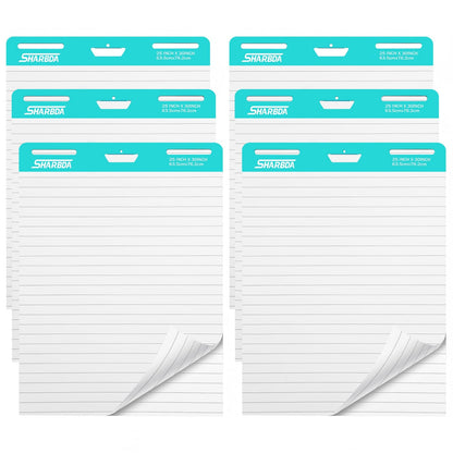Sticky Easel Pad, 25 * 30 inch,Self-Stick Flip Chart Paper, Super Adhesive & Bleed-Resistant,Micro-Perforated Tear,Classroom Teacher Office Presentation Pads,6 Pads/Pack,180 Sheets