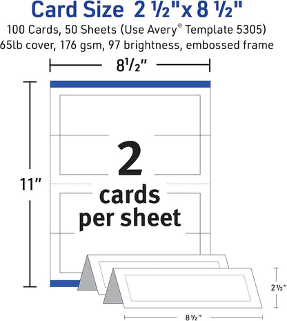 Avery Printable Tent Cards, 2.5" x 8.5", Matte White, 100 Place Cards