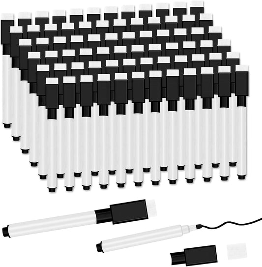72 Pcs Black Magnetic Dry Erase Markers, Fine Point, Eraser Cap