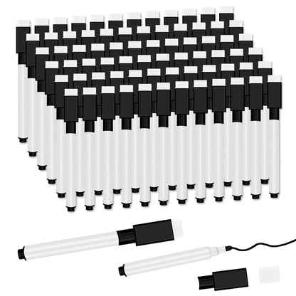 72 Pcs Black Magnetic Dry Erase Markers, Fine Point, Eraser Cap