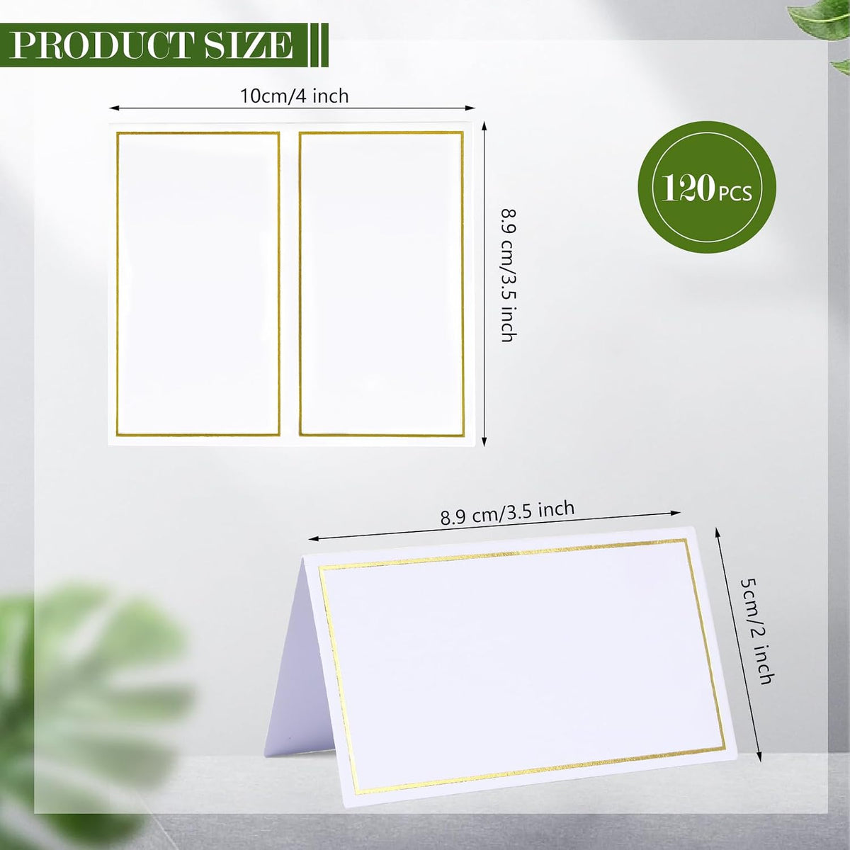 120 Pcs Place Cards for Table Setting - Folded Name Cards 2 x 3.5 Inch