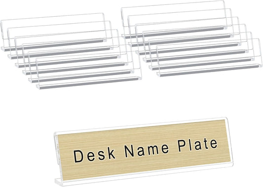 AITEE 12 Pack Acrylic Name Plates L-Shaped Display Holder for Office Desks