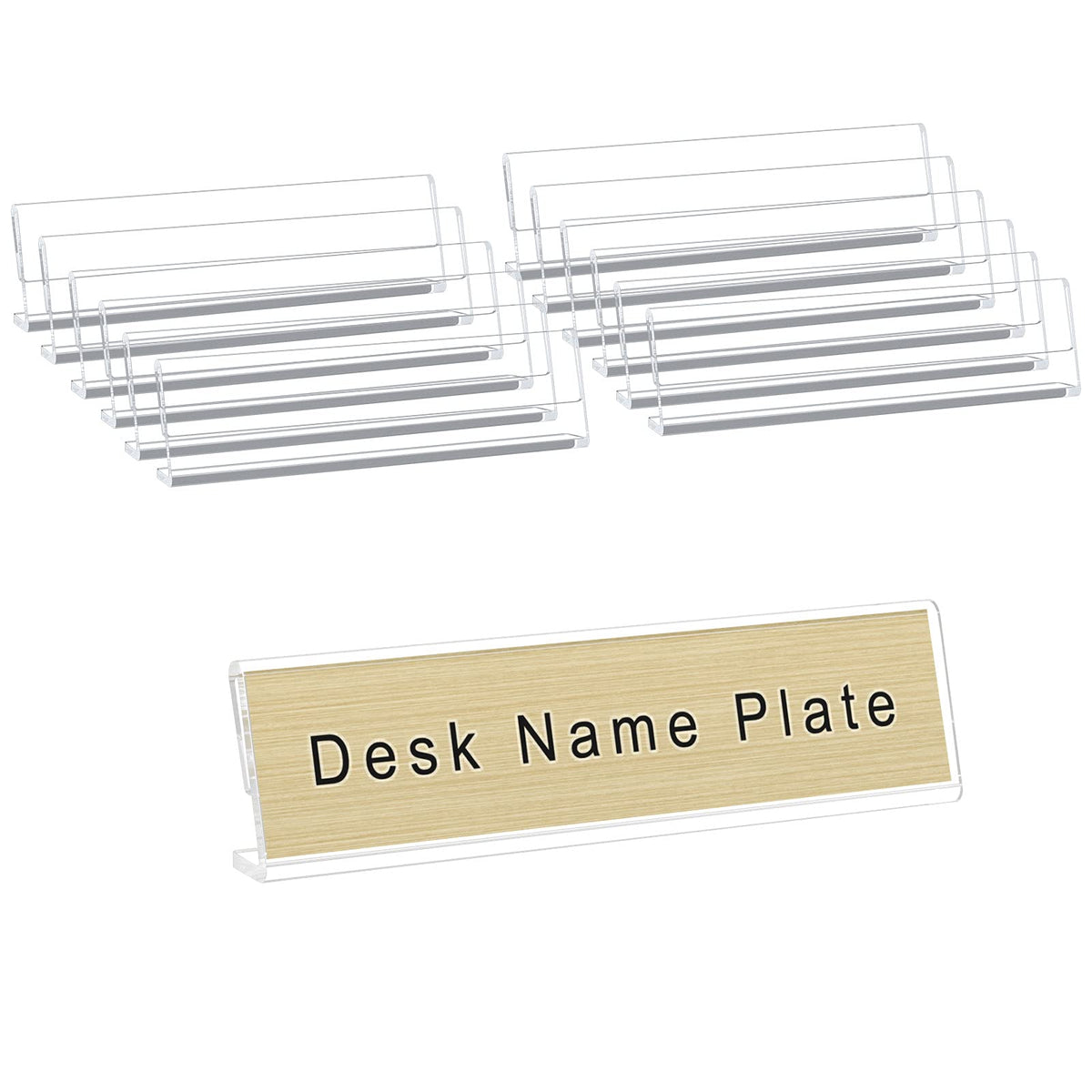AITEE 12 Pack Acrylic Name Plates L-Shaped Display Holder for Office Desks