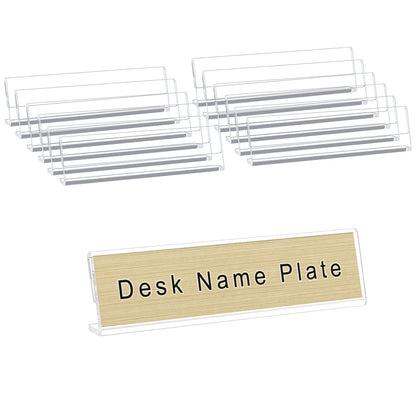 AITEE 12 Pack Acrylic Name Plates L-Shaped Display Holder for Office Desks