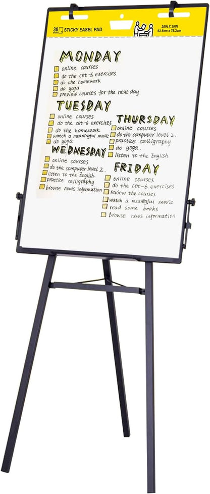 Sticky Easel Pad, Flip Chart Paper for Teachers 25 x 30 Inches, Super Sticky Bleed Resistant, Large White Premium Self Stick Easel Paper, 30 Sheets/Pad, 4 Pads