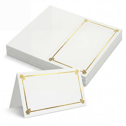 Premium Place Cards for table setting, name cards Used for Table Decoration, Seat Cards with Gold Foil Border&Corner Motifs, 2x3.5-Inch Tent Cards - Perfect for Weddings, Tables, Dinner Parties 50Pcs