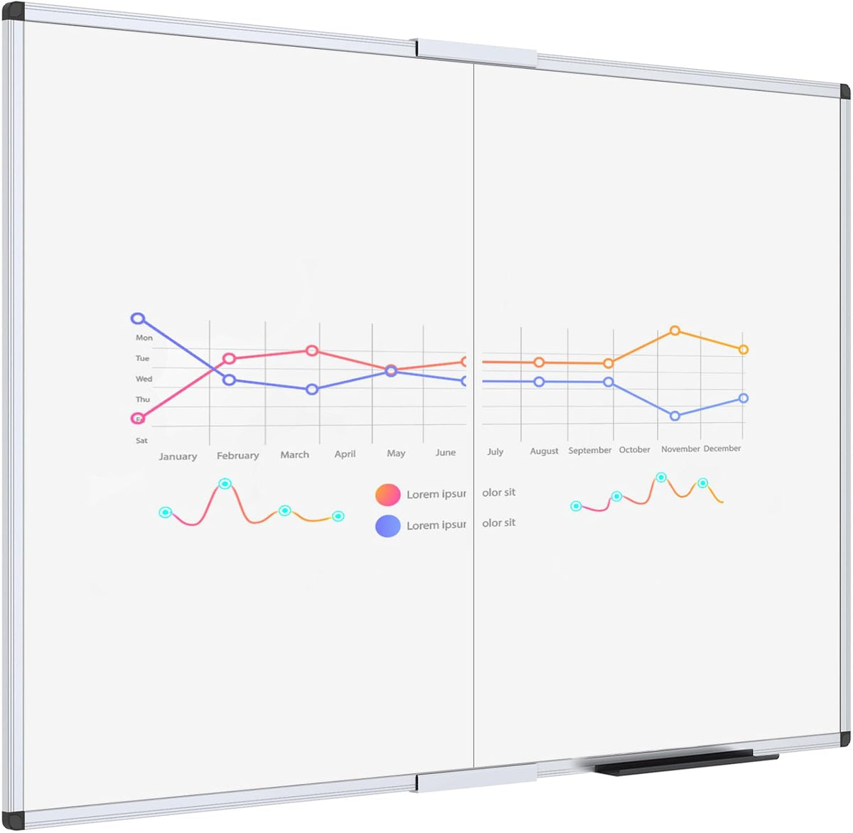 VIZ-PRO Magnetic Dry Erase Whiteboard, 48 x 36 Inches, Foldable