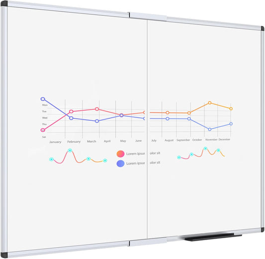 VIZ-PRO Magnetic Dry Erase Whiteboard, 48 x 36 Inches, Foldable