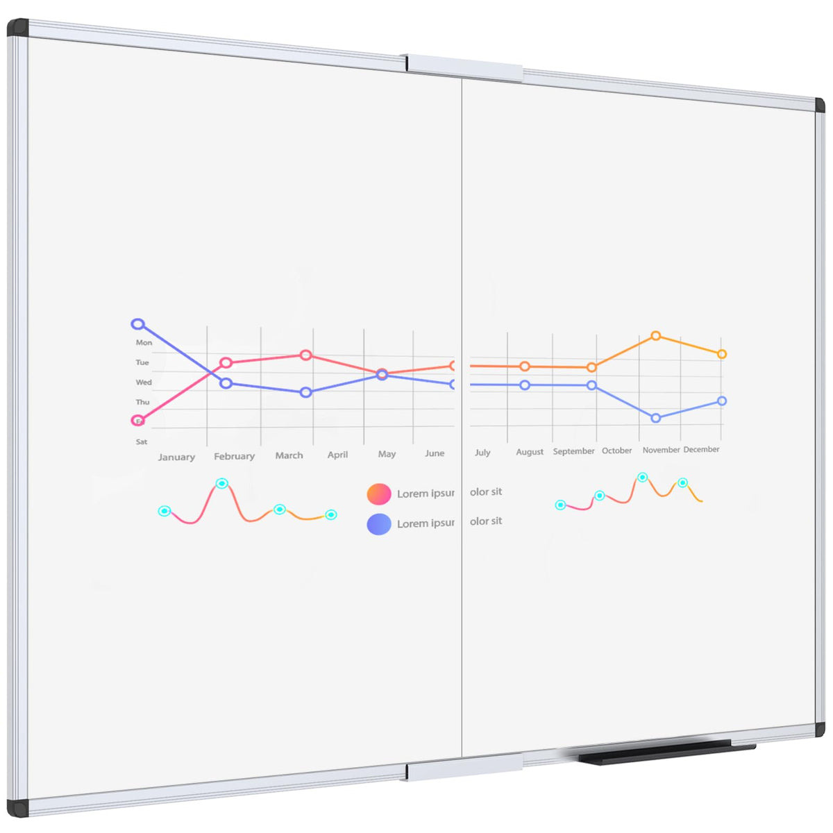 VIZ-PRO Magnetic Whiteboard, 36 x 24 Inches, Dry Erase Board for Wall