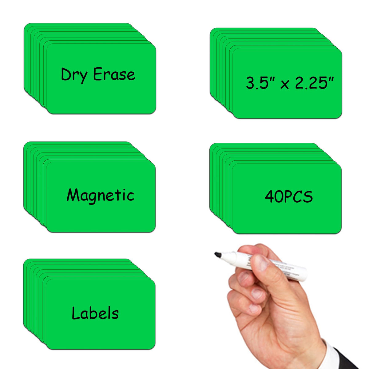 STTMGN Dry Erase Magnetic Labels (1x3,Pack of 60),Write On Magnets Sticker,Real Waterproof/Reusable for Classroom&Office&Cabinet&whiteboard&Fridge&More (Multicolor)