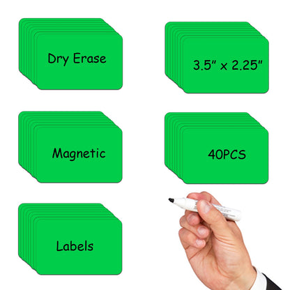STTMGN Dry Erase Magnetic Labels (1x3,Pack of 60),Write On Magnets Sticker,Real Waterproof/Reusable for Classroom&Office&Cabinet&whiteboard&Fridge&More (Multicolor)