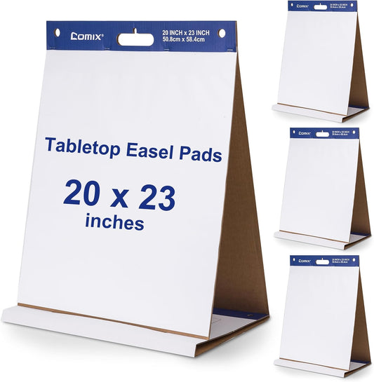 Comix Tabletop Easel Pads, 20 x 23 In Flip Chart, 20 Sheets/Pad, 4 Pads