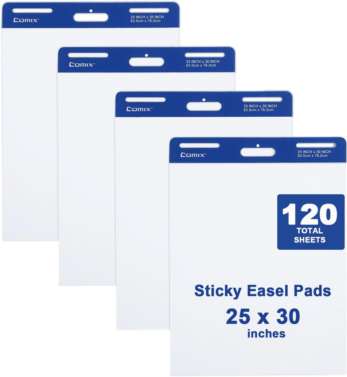 Comix Sticky Easel Pad, 25 x 30 Inch Flip Chart, 30 Sheets/Pad, 4 Pads