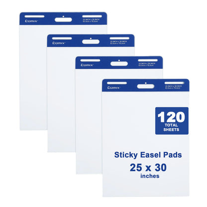 Comix Sticky Easel Pad, 25 x 30 Inch Flip Chart, 30 Sheets/Pad, 10 Pads