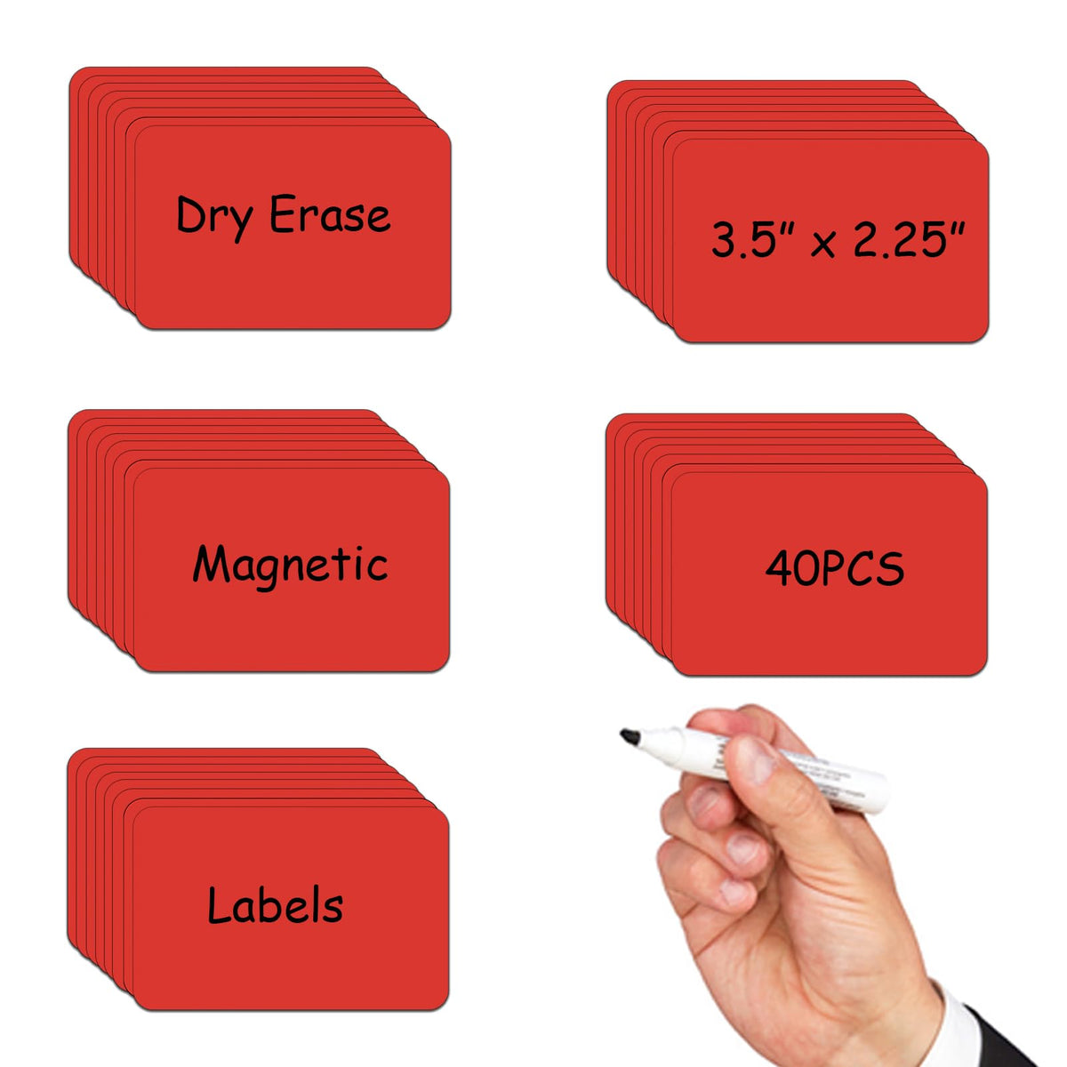 STTMGN Dry Erase Magnetic Labels (1x3,Pack of 60),Write On Magnets Sticker,Real Waterproof/Reusable for Classroom&Office&Cabinet&whiteboard&Fridge&More (Multicolor)