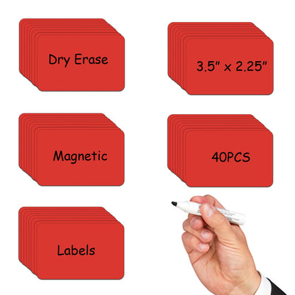 STTMGN Dry Erase Magnetic Labels (1x3,Pack of 60),Write On Magnets Sticker,Real Waterproof/Reusable for Classroom&Office&Cabinet&whiteboard&Fridge&More (Multicolor)