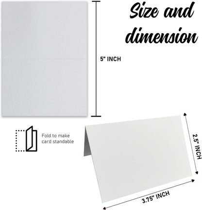 Place Cards White Blank Pack of 100. Premium Tent Name Place Cards for Table Setting Size 2.5x3.75 inches - Perfect for Weddings, Banquets Dinner Parties and any other Events