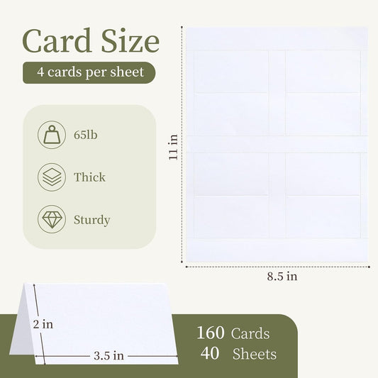 Printable Place Cards 2" x 3.5" 160 Pcs