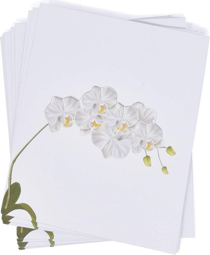 White Orchid Floral Place Cards 50 Count Wedding Tent Cards Table Setting