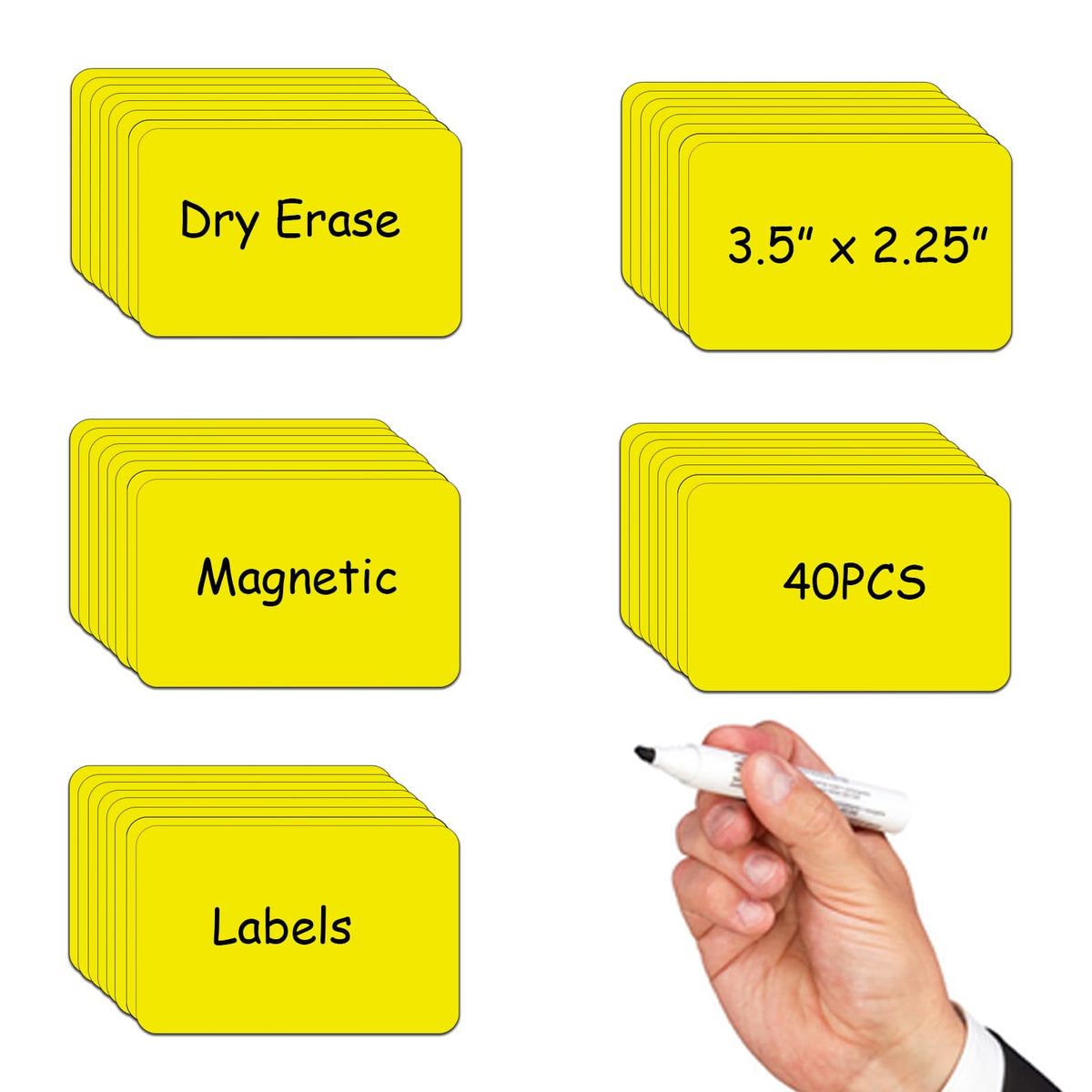 STTMGN Dry Erase Magnetic Labels (1x3,Pack of 60),Write On Magnets Sticker,Real Waterproof/Reusable for Classroom&Office&Cabinet&whiteboard&Fridge&More (Multicolor)
