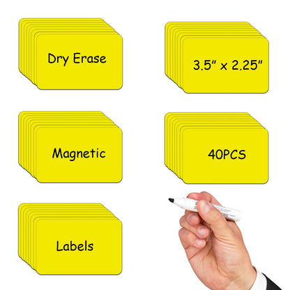 STTMGN Dry Erase Magnetic Labels (1x3,Pack of 60),Write On Magnets Sticker,Real Waterproof/Reusable for Classroom&Office&Cabinet&whiteboard&Fridge&More (Multicolor)